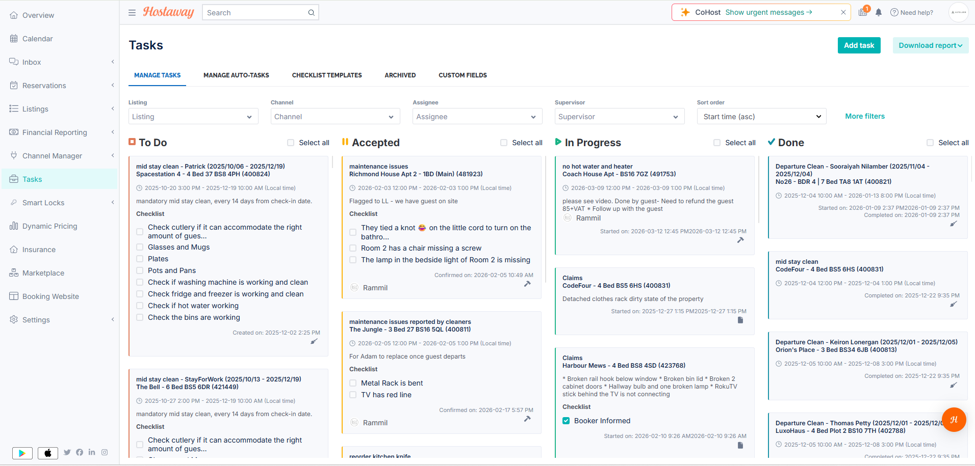 Hostaway task tracker